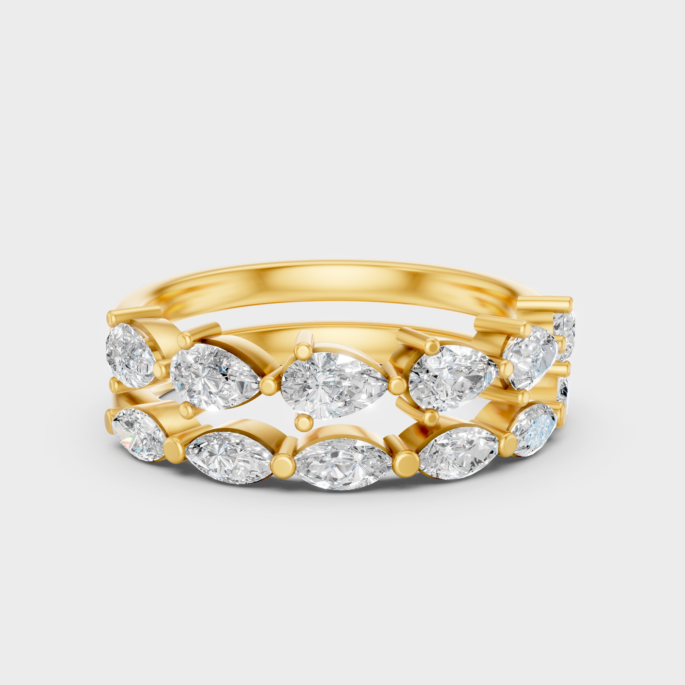Diamond Fashion Band Set In Yellow Gold
